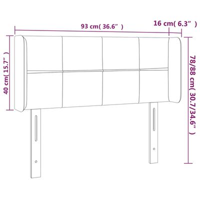 vidaXL Hoofdbord LED 93x16x78/88 cm fluweel lichtgrijs