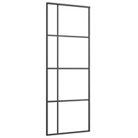 vidaXL Schuifdeur 76x205 cm ESG-glas en aluminium zwart