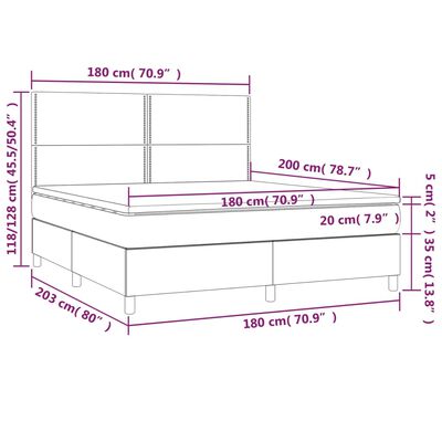 vidaXL Boxspring met matras en LED stof taupe 180x200 cm