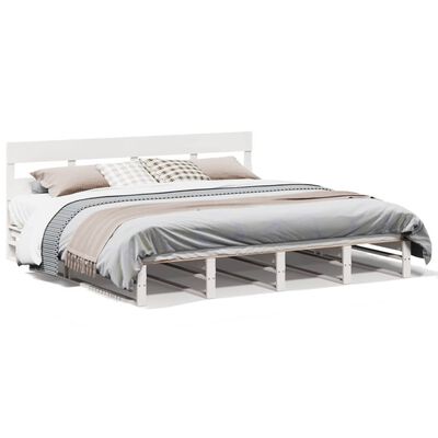 vidaXL Bedframe zonder matras massief grenenhout wit 180x200 cm