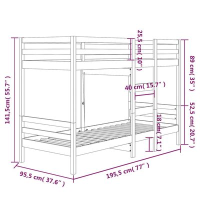 vidaXL Stapelbedframe zonder matras massief grenenhout 90x190 cm