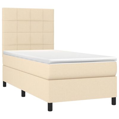 vidaXL Boxspring met matras stof crèmekleurig 80x200 cm