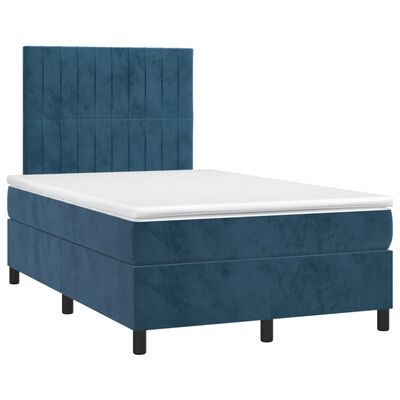 vidaXL Boxspring met matras en LED fluweel donkerblauw 120x200 cm