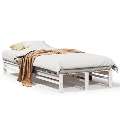 vidaXL Bedframe zonder matras massief grenenhout wit 90x200 cm