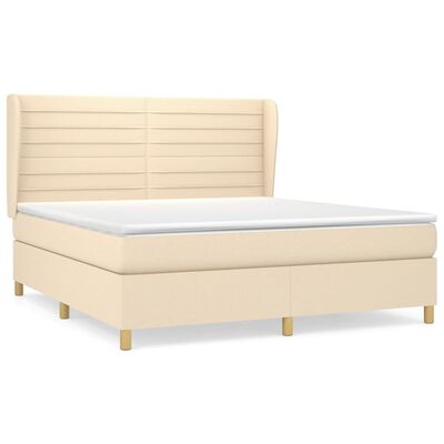 vidaXL Boxspring met matras stof crèmekleurig 160x200 cm