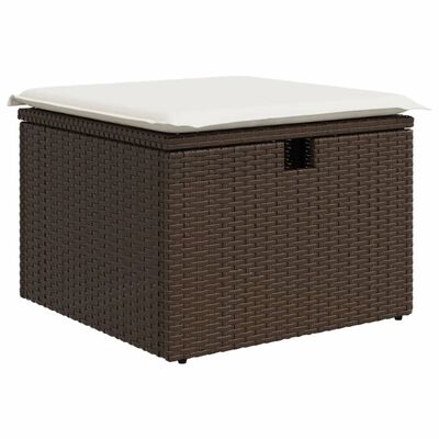 vidaXL 9-delige Loungeset met kussens poly rattan bruin