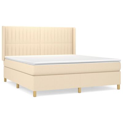 vidaXL Boxspring met matras stof crèmekleurig 160x200 cm