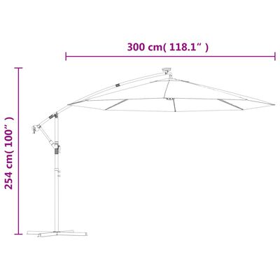 vidaXL Zweefparasol met LED en stalen paal 300 cm zwart