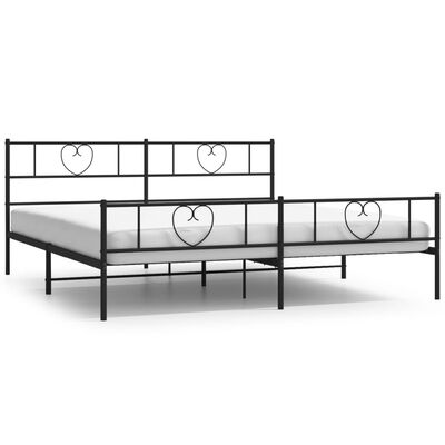 vidaXL Bedframe met hoofd- en voeteneinde metaal zwart 200x200 cm