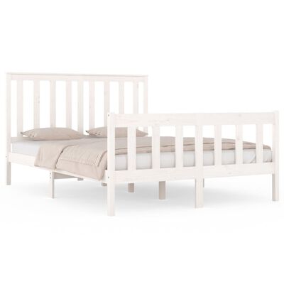 vidaXL Bedframe massief grenenhout wit 135x190 cm 4FT6 Double