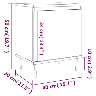 vidaXL Nachtkastjes 2 st 40x30x50 cm bewerkt hout bruin eikenkleur