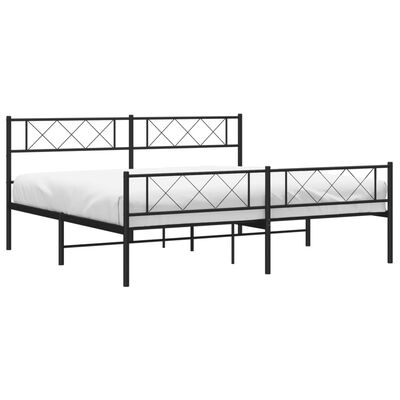 vidaXL Bedframe met hoofd- en voeteneinde metaal zwart 200x200 cm