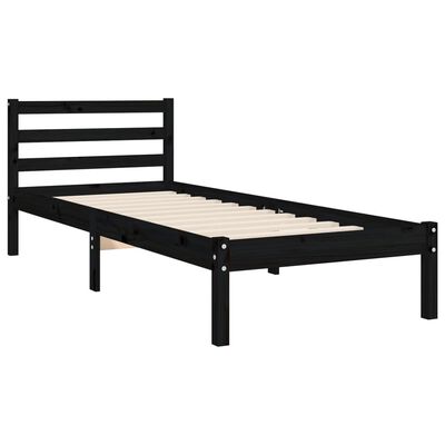 vidaXL Bedframe met hoofdbord massief hout zwart 100x200 cm