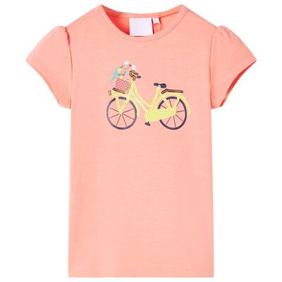 Kindershirt 140 neonkoraalkleurig