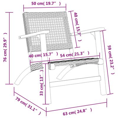 vidaXL Tuinnstoelen 2 st poly rattan en acaciahout zwart