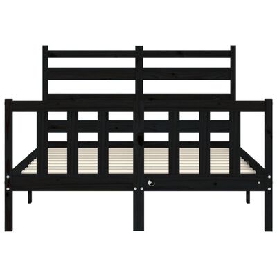 vidaXL Bedframe met hoofdbord massief hout zwart 140x190 cm