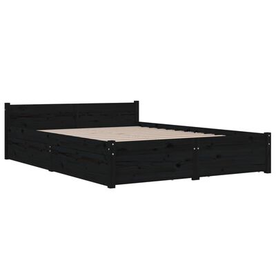 vidaXL Bedframe met lades zwart 140x190 cm