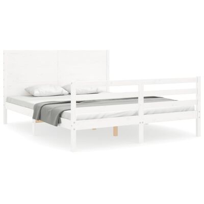 vidaXL Bedframe met hoofdbord massief hout wit