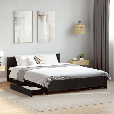 vidaXL Bedframe met lades bewerkt hout zwart 140x190 cm