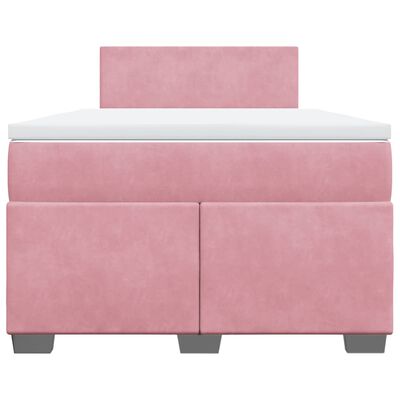 vidaXL Boxspring met matras fluweel roze 120x200 cm