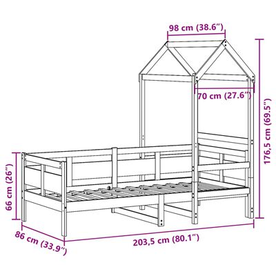 vidaXL Slaapbank met huisje 80x200 cm massief grenenhout