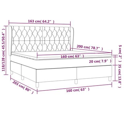 vidaXL Boxspring met matras stof crèmekleurig 160x200 cm