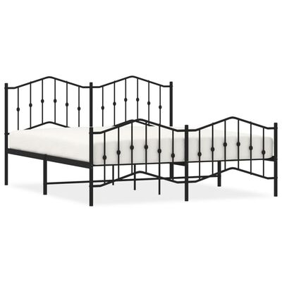 vidaXL Bedframe met hoofd- en voeteneinde metaal zwart 183x213 cm