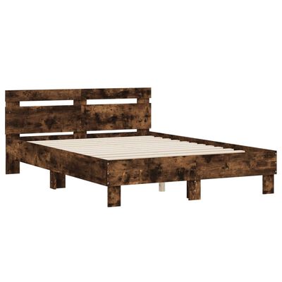 vidaXL Bedframe met hoofdeinde bewerkt hout gerookt eiken 120x200 cm