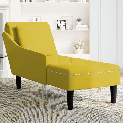 vidaXL Chaise longue met kussen en rechterarmleuning fluweel geel