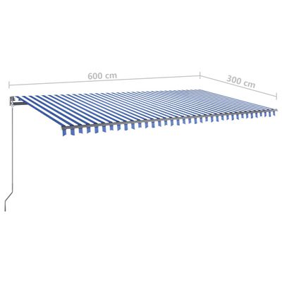 vidaXL Luifel automatisch met LED en windsensor 600x300 cm blauw wit