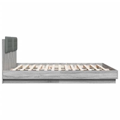 vidaXL Bedframe met hoofdeinde bewerkt hout grijs sonoma 180x200 cm