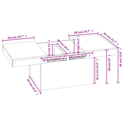 vidaXL Salontafel 100x55x40 cm bewerkt hout sonoma eikenkleurig