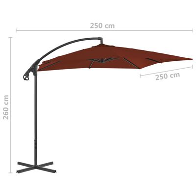 vidaXL Zweefparasol met stalen paal 250x250 cm terracottakleurig