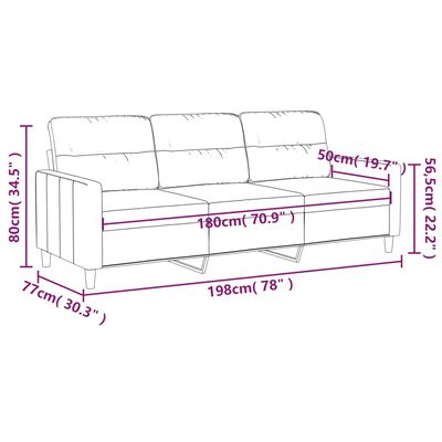 vidaXL Driezitsbank 180 cm stof taupe