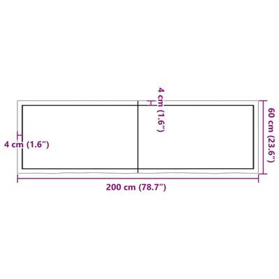 vidaXL Wandschap 200x60x(2-4) cm onbehandeld massief eikenhout