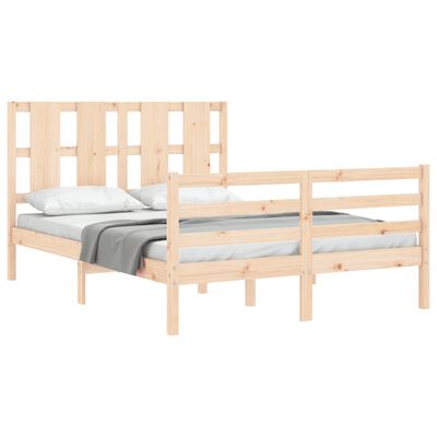 vidaXL Bedframe met hoofdbord massief hout 140x190 cm