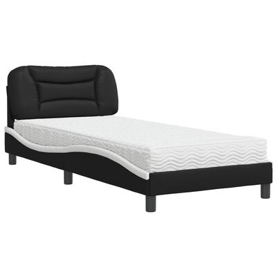 vidaXL Bed met matras kunstleer zwart en wit 80x200 cm