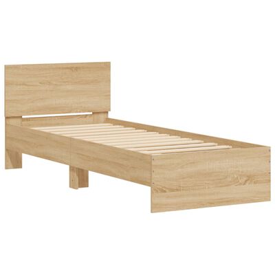 vidaXL Bedframe met hoofdbord zonder matras sonoma eiken 90x200 cm