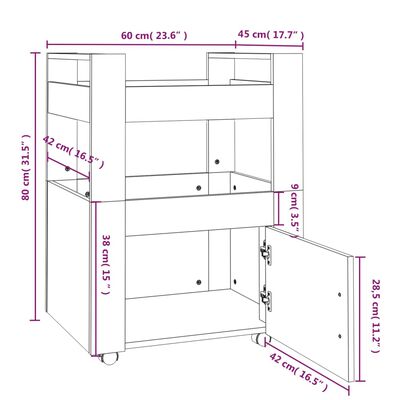 vidaXL Keukentrolley 60x45x80 cm bewerkt hout sonoma eikenkleurig