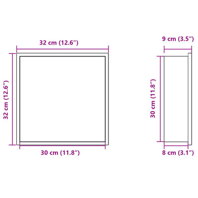 vidaXL Douchenis 32x32x9 cm roestvrijstaal geborsteld goudkleurig