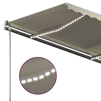 vidaXL Luifel handmatig uittrekbaar met LED 450x350 cm crèmekleurig