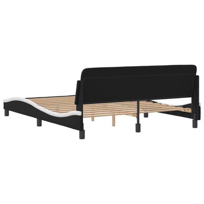 vidaXL Bedframe met hoofdbord kunstleer zwart en wit 160x200 cm