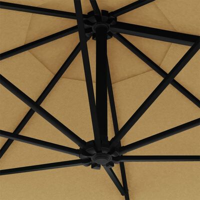 vidaXL Wandparasol met LED's 300 cm taupe