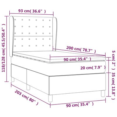 vidaXL Boxspring met matras kunstleer grijs 90x200 cm