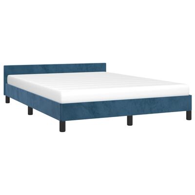 vidaXL Bedframe zonder matras 140x190 cm fluweel donkerblauw