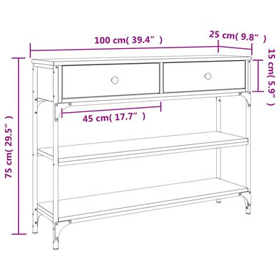 vidaXL Wandtafel 100x25x75 cm bewerkt hout bruin eikenkleur