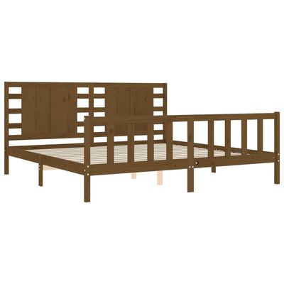 vidaXL Bedframe met hoofdbord massief hout honingbruin 200x200 cm