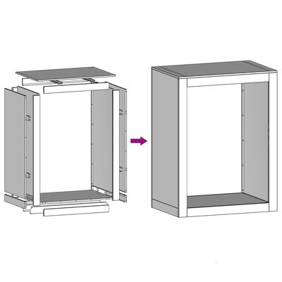 vidaXL Haardhoutrek 60x40x80 cm staal wit