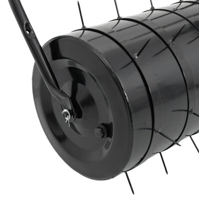 vidaXL Gazonroller met beluchtingsklemmen 42 L ijzer en staal zwart