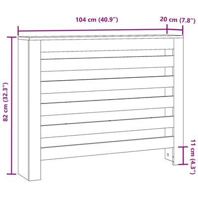 vidaXL Radiatorombouw 104x20x82 cm bewerkt hout betongrijs